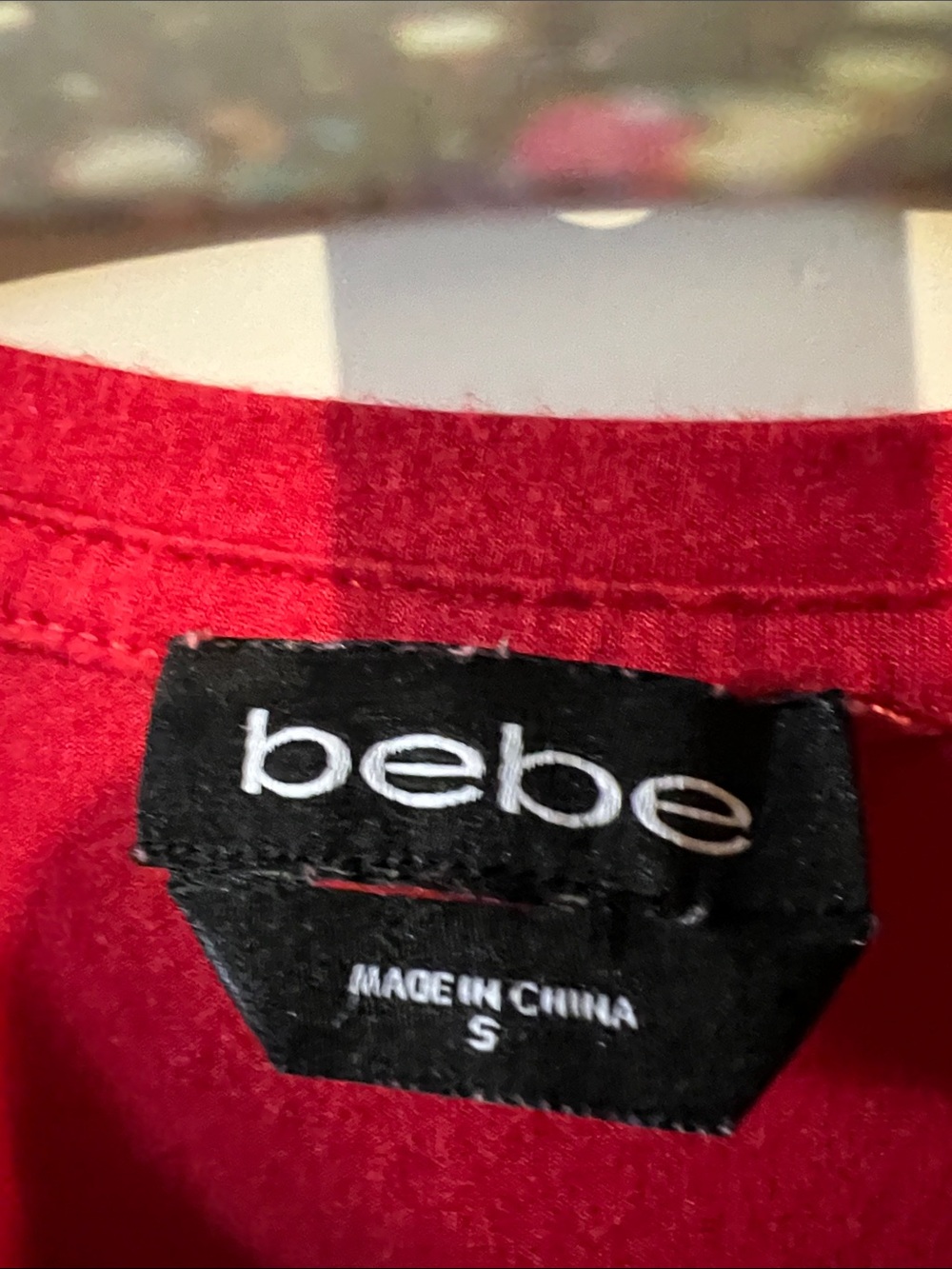 bebe Red Short-Sleeve Rhinestone Logo Tee H325 - Picture 3 of 9